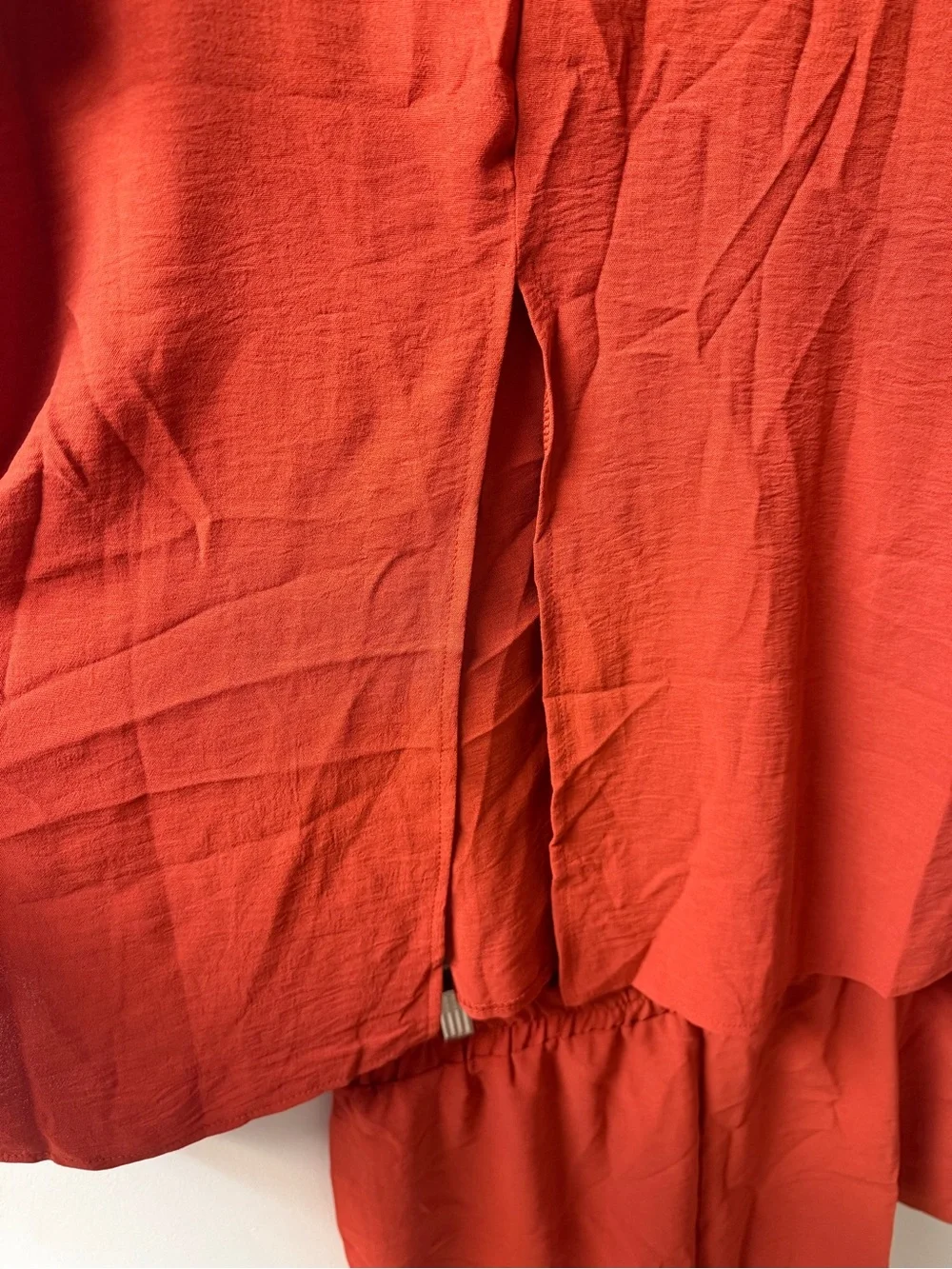 Women's Relaxed Button-Up Short Sleeve Tee & Shorts Set - Rust